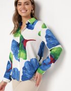 sophyline Cămașă Alb-Bleumarin cu Croială Clasică cu Model Floral Rubuselle