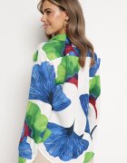 sophyline Cămașă Alb-Bleumarin cu Croială Clasică cu Model Floral Rubuselle