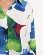 sophyline Cămașă Alb-Bleumarin cu Croială Clasică cu Model Floral Rubuselle