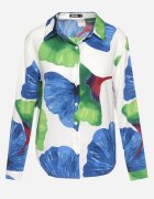 sophyline Cămașă Alb-Bleumarin cu Croială Clasică cu Model Floral Rubuselle