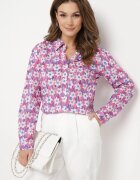 sophyline Cămașă Fucsia de bumbac cu croială clasică cu imprimeu floral Tarievia