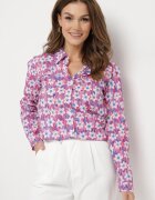 sophyline Cămașă Fucsia de bumbac cu croială clasică cu imprimeu floral Tarievia