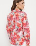 sophyline Cămașă Roșu-Roz Din Bumbac cu Mânecă Lungă și Flori Decorative Paverti