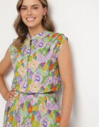 sophyline Cămașă Violet-Verde din Bumbac cu Model Floral Natiana
