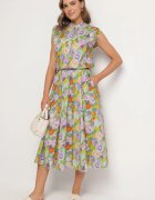 sophyline Cămașă Violet-Verde din Bumbac cu Model Floral Natiana