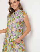 sophyline Cămașă Violet-Verde din Bumbac cu Model Floral Natiana