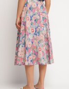 sophyline Fustă Evazată Roz din Bumbac cu Imprimeu Floral Solzekia