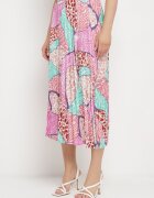 sophyline Fustă Fuchsia Plisată Midi din Material Satinat Revipa