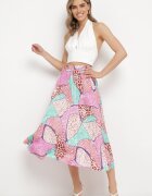 sophyline Fustă Fuchsia Plisată Midi din Material Satinat Revipa