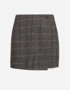 sophyline Fustă Pantaloni scurți Gri cu Pliuri în carouri Tenara