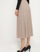 sophyline Fustă Plisată Bej cu elastic în talie din material lucios Edaniwen