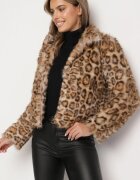 sophyline Geacă Maro de Blană artificială cu Vâscoză cu imprimeu leopard cu buzunare oblice Eltinnia