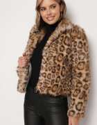 sophyline Geacă Maro de Blană artificială cu Vâscoză cu imprimeu leopard cu buzunare oblice Eltinnia