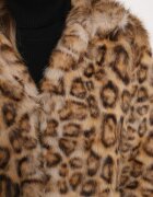 sophyline Geacă Maro de Blană artificială cu Vâscoză cu imprimeu leopard cu buzunare oblice Eltinnia
