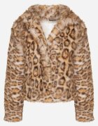 sophyline Geacă Maro de Blană artificială cu Vâscoză cu imprimeu leopard cu buzunare oblice Eltinnia
