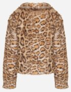 sophyline Geacă Maro de Blană artificială cu Vâscoză cu imprimeu leopard cu buzunare oblice Eltinnia