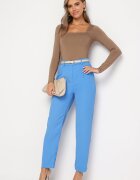 sophyline Pantaloni Albaștri Eleganți cu talie înaltă cu picioare drepte și elastic în talie Althema