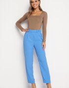 sophyline Pantaloni Albaștri Eleganți cu talie înaltă cu picioare drepte și elastic în talie Althema