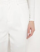 sophyline Pantaloni Albi cu Croială Clasică cu Manșete cu Fermoar Ascuns Wilelma