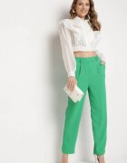 sophyline Pantaloni Verzi Eleganti cu talie înaltă cu picioare drepte și elastic în talie Althema