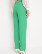 sophyline Pantaloni Verzi Eleganti cu talie înaltă cu picioare drepte și elastic în talie Althema