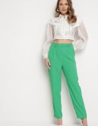 sophyline Pantaloni Verzi Eleganti cu talie înaltă cu picioare drepte și elastic în talie Althema