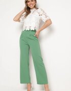 sophyline Pantaloni Verzi Eleganti Largi cu Talie Elastică și Fermoar Barcarola