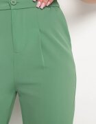sophyline Pantaloni Verzi Eleganti Largi cu Talie Elastică și Fermoar Barcarola