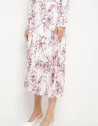 sophyline paris Fustă Alb-Fucsia cu vâscoză decorată cu pliuri și model floral Firavia