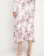 sophyline paris Fustă Alb-Fucsia cu vâscoză decorată cu pliuri și model floral Firavia