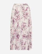 sophyline paris Fustă Alb-Fucsia cu vâscoză decorată cu pliuri și model floral Firavia