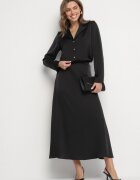 sophyline paris Fustă Neagră de satin cu viscoză cu croială evazată Polavia