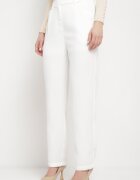 sophyline paris Pantaloni Albi Regular cu Talie Înaltă și Picioare Drepte Arcadiasa