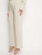 sophyline paris Pantaloni bej largi din viscoză cu legătură în talie Lilriz
