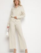 sophyline paris Pantaloni bej largi din viscoză cu legătură în talie Lilriz
