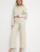 sophyline paris Pantaloni bej largi din viscoză cu legătură în talie Lilriz