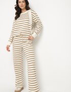 sophyline paris Pantaloni de trening Bej cu Bumbac croială largă în dungi Fenorila