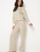 sophyline paris Pantaloni de trening Bej cu Bumbac croială largă în dungi Fenorila