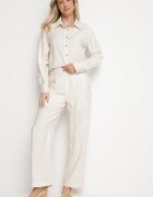 sophyline paris Pantaloni din Viscoză Largi Bej cu Talie Înaltă Lisoriela