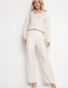 sophyline paris Pantaloni din Viscoză Largi Bej cu Talie Înaltă Lisoriela