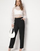 sophyline paris Pantaloni Negri Regular cu Talie Înaltă și Crăci Drepti Arcadiasa