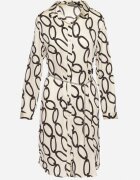 sophyline paris Rochie Bej deschis cu model geometric din material satinat cu lănțișor metalic Nastar