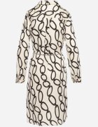 sophyline paris Rochie Bej deschis cu model geometric din material satinat cu lănțișor metalic Nastar