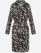 sophyline paris Rochie Neagră cu Model Geometric din Material Satinat cu Lanț Metalic Nastar