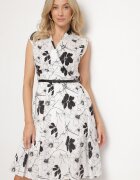 sophyline paris Rochie Neagră din Bumbac Cloș cu Decolteu Petrecut și Curea Zolriza