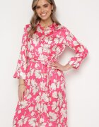 sophyline paris Rochie tip cămașă Fucsia cu nasturi și cordon din material în talie Blinesta