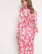 sophyline paris Rochie tip cămașă Fucsia cu nasturi și cordon din material în talie Blinesta