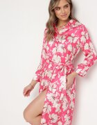 sophyline paris Rochie tip cămașă Fucsia cu nasturi și cordon din material în talie Blinesta