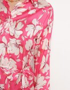sophyline paris Rochie tip cămașă Fucsia cu nasturi și cordon din material în talie Blinesta