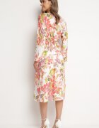 sophyline Rochie Alb-Roz tip plic cu Model Floral Anaviera